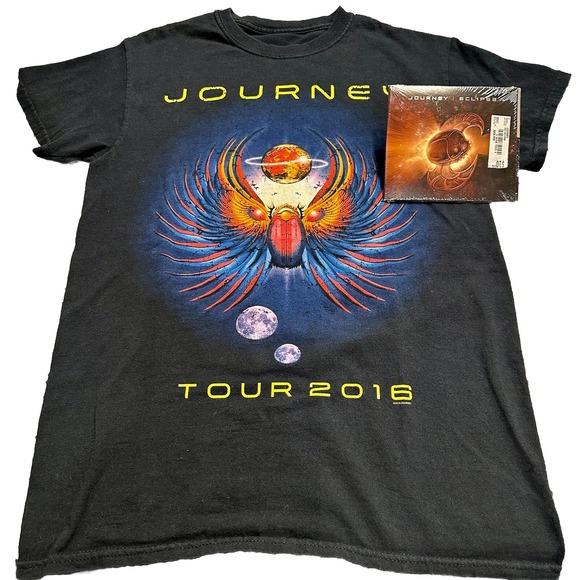 The Unbranded Brand Other - Journey 2016 Concert Tour Double Sided‎ Sz S Black T Shirt with Unopened CD